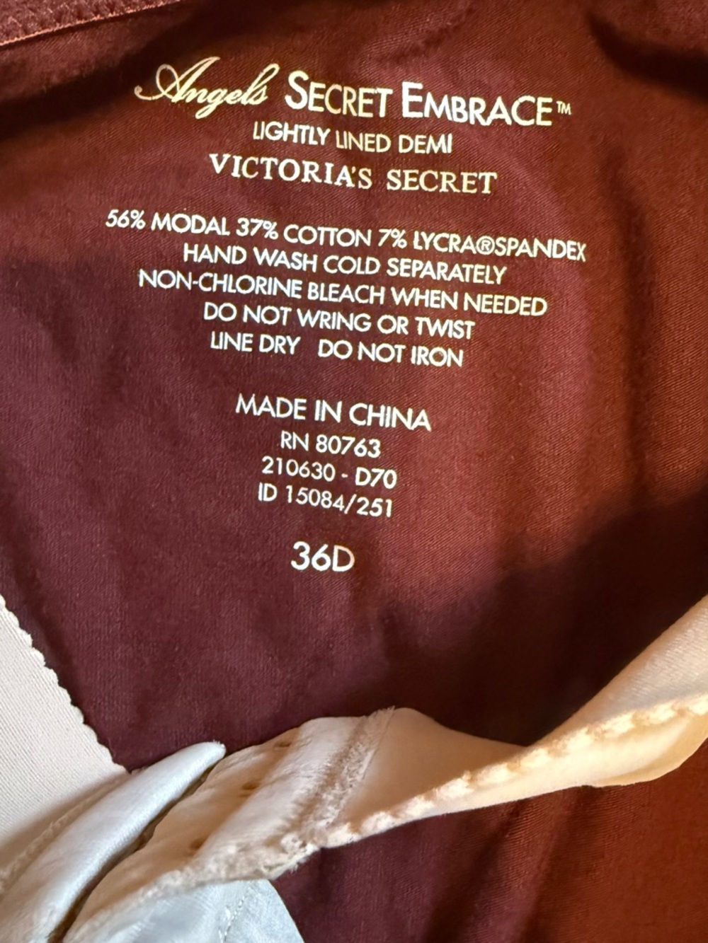 Victoria's Secret Maroon & Black Padded Camisoles with Built-In Bra - Picture 2 of 7